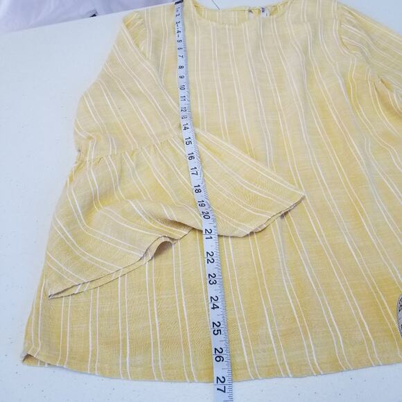 Truth NYC BOHO Pale Yellow  White Bell Sleeve Top Shirt Size XL - Picture 5 of 10
